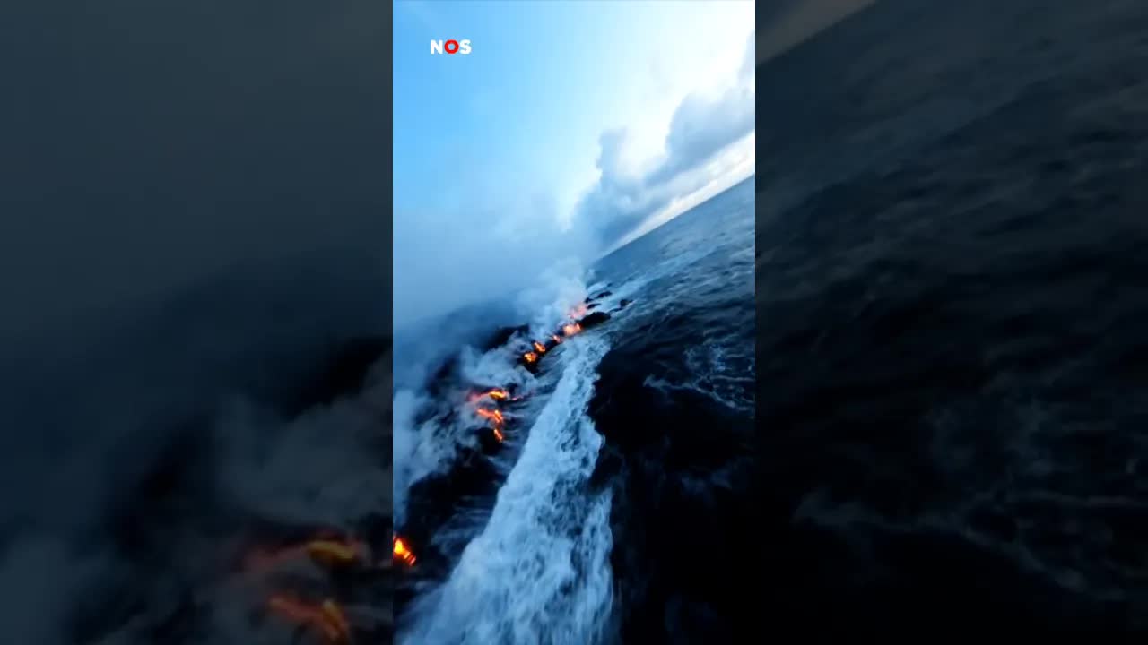 Lava en oceaan komen samen in Réunion. #jeugdjournaal #lava #vulkaan #oceaan #natuur #reunion