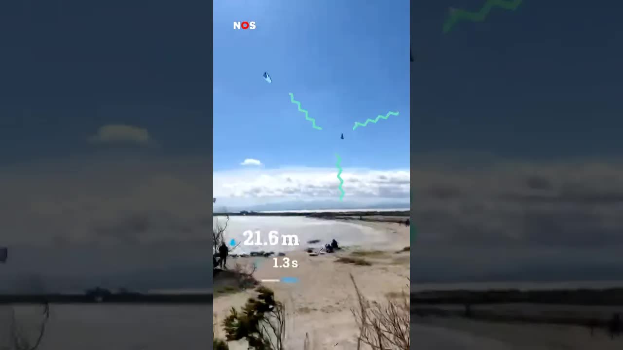Nederlandse kitesurfer springt een wereldrecord. #jeugdjournaal #kitesurfen #vliegen #wereldrecord