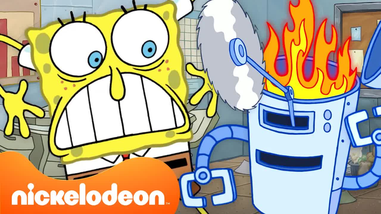 SpongeBob | SpongeBob tegen de robots! 🤖🧽 | 45 minuten | Nickelodeon Nederlands